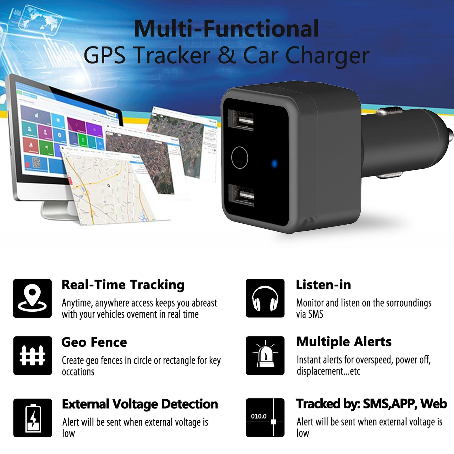 Cigarette Lighter Charger with GPS Tracker for Car - HVT001 LNCOON