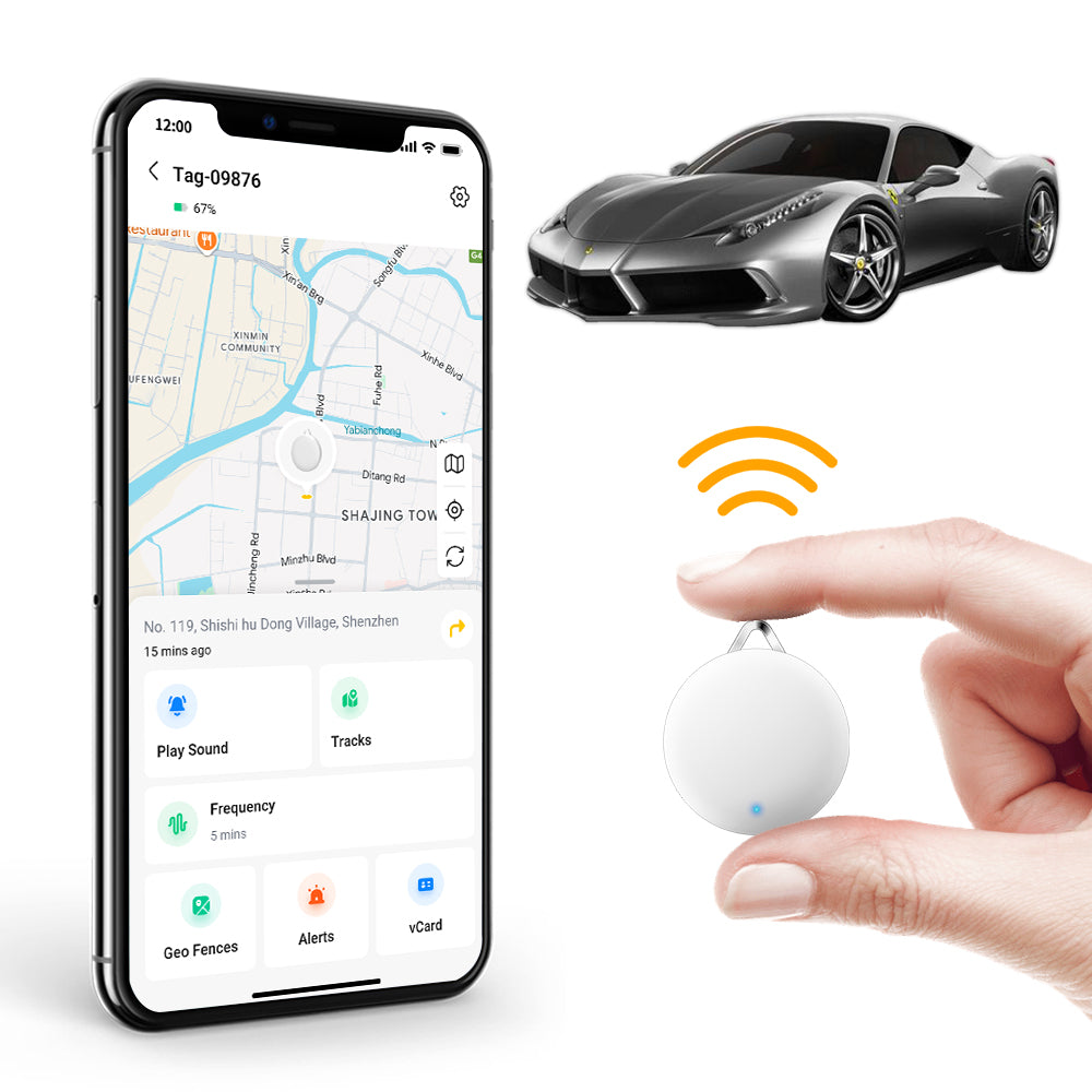 LNCOON PB704 GPS Tracker - 80dB Buzzer, 10-Month Battery, IP65 Waterproof, Tiny 12g Design | GPS Tracker Like Airtag for Pets, Keys, Cars & Valuables
