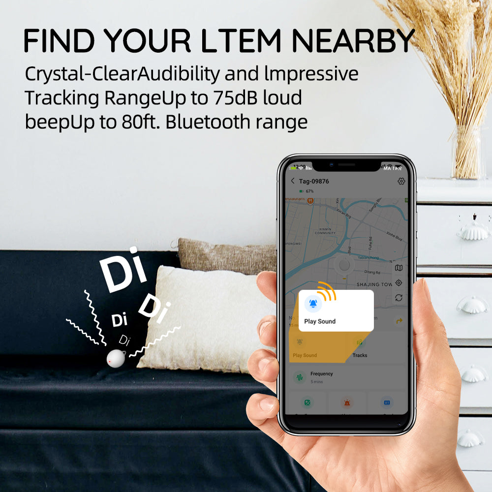 LNCOON PB704 GPS Tracker - 80dB Buzzer, 10-Month Battery, IP65 Waterproof, Tiny 12g Design | GPS Tracker Like Airtag for Pets, Keys, Cars & Valuables